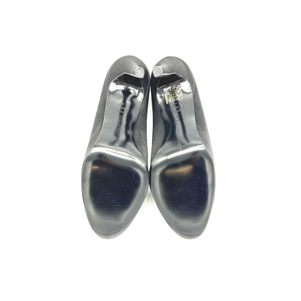 Stella McCartney -SIZE 7.5 / 37.5 BRAND NEW w Box w/dust bag Black Satin Heels - Picture 2 of 4